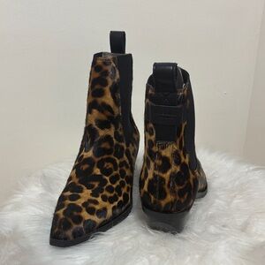 NWT AllSaints Fox Leopard Print Ankle Boots Sz 6